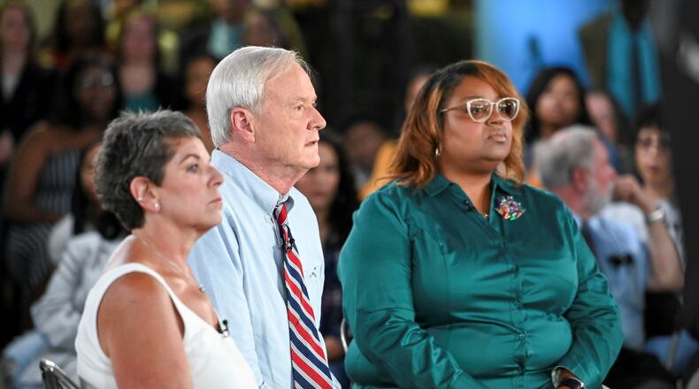 Chris Matthews during a town hall event in Dayton Monday night. Photo courtesy of MSNBC