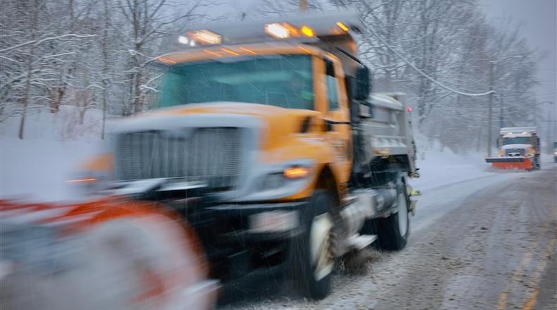City of Springfield snow plows double team Lagonda Avenue Friday morning, Feb. 6, 2026. CONTRIBUTED / BUCK CREEK PHOTOGRAPHY