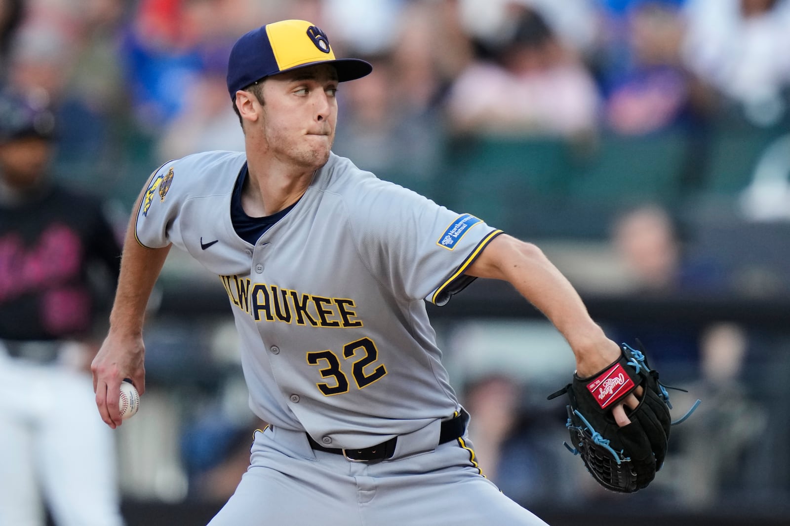 Milwaukee Brewers' Jacob Misiorowski pitches during the first inning in the second baseball game of a doubleheader against the New York Mets Wednesday, July 2, 2025, in New York. (AP Photo/Frank Franklin II)