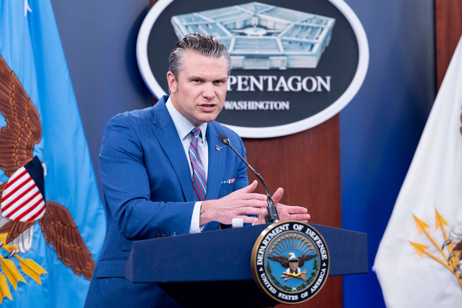 Defense Secretary Pete Hegseth speaks during a news conference at the Pentagon, Thursday, June 26, 2025 in Washington. (AP Photo/Kevin Wolf)