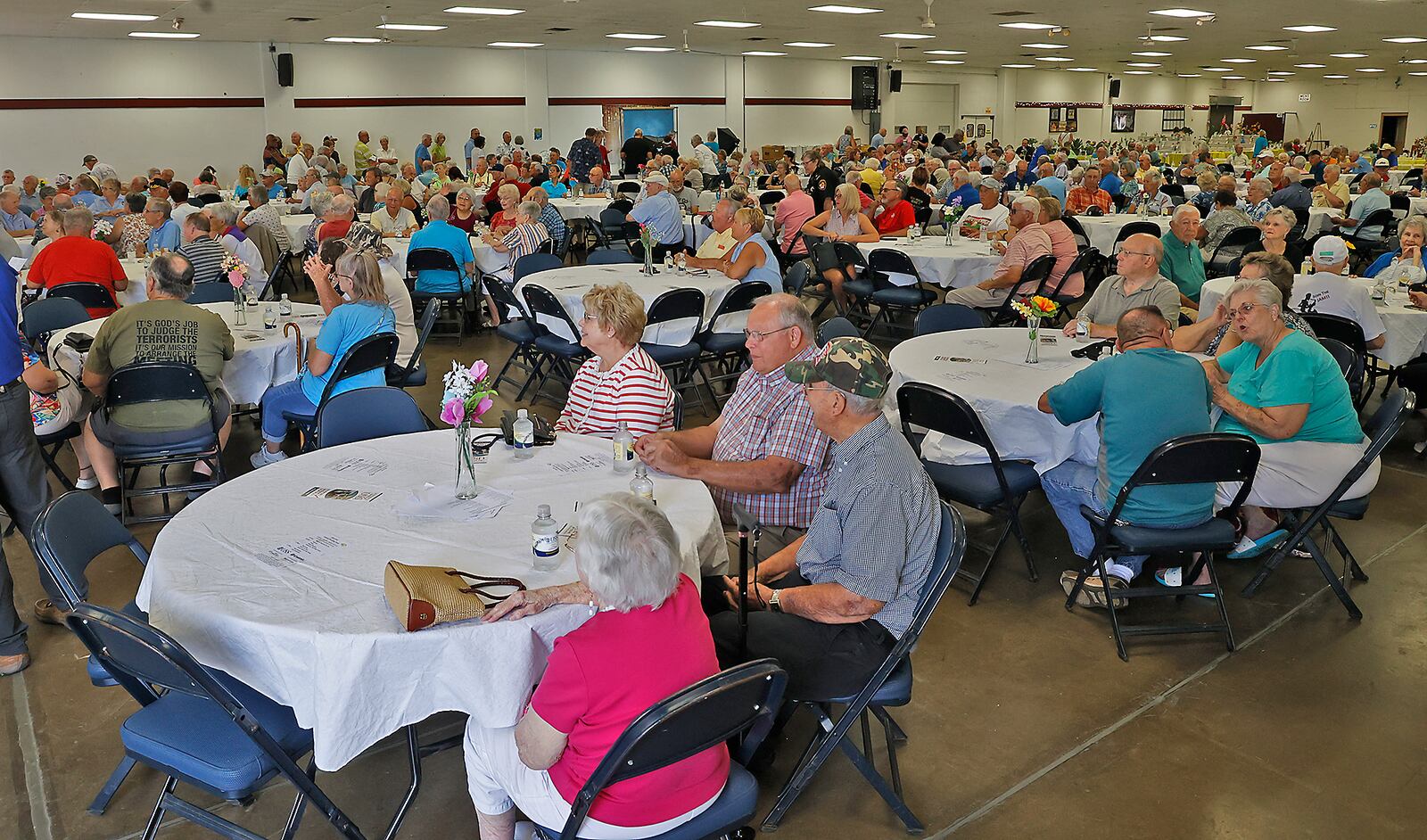 The Arts and Crafts Building was filled with couples that are celebrating at least 50 years of marriage for the Golden Wedding Party at the Clark County Fair Tuesday, July 25, 2023. BILL LACKEY/STAFF