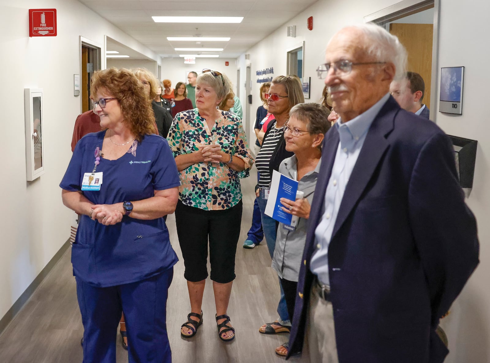 A group takes a tour during a dedication and open house for the opening of the Mercy Health - Urbana Cancer Center on Thursday, September 4, 2025, in Urbana. JOSEPH COOKE/STAFF