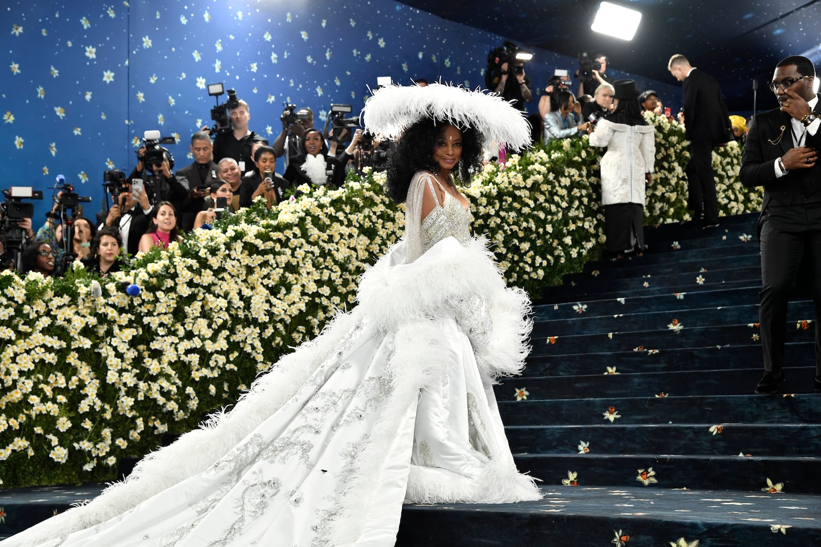 Diana Ross attends The Metropolitan Museum of Art's Costume Institute benefit gala celebrating the opening of the "Superfine: Tailoring Black Style" exhibition on Monday, May 5, 2025, in New York. (Photo by Evan Agostini/Invision/AP)