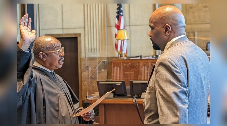 Chief Judge Algenon L. Marbley of the Southern District of Ohio swears in Kenneth L. Parker on Tuesday, Nov. 23, 2021, as U.S. Attorney for the Southern District of Ohio.