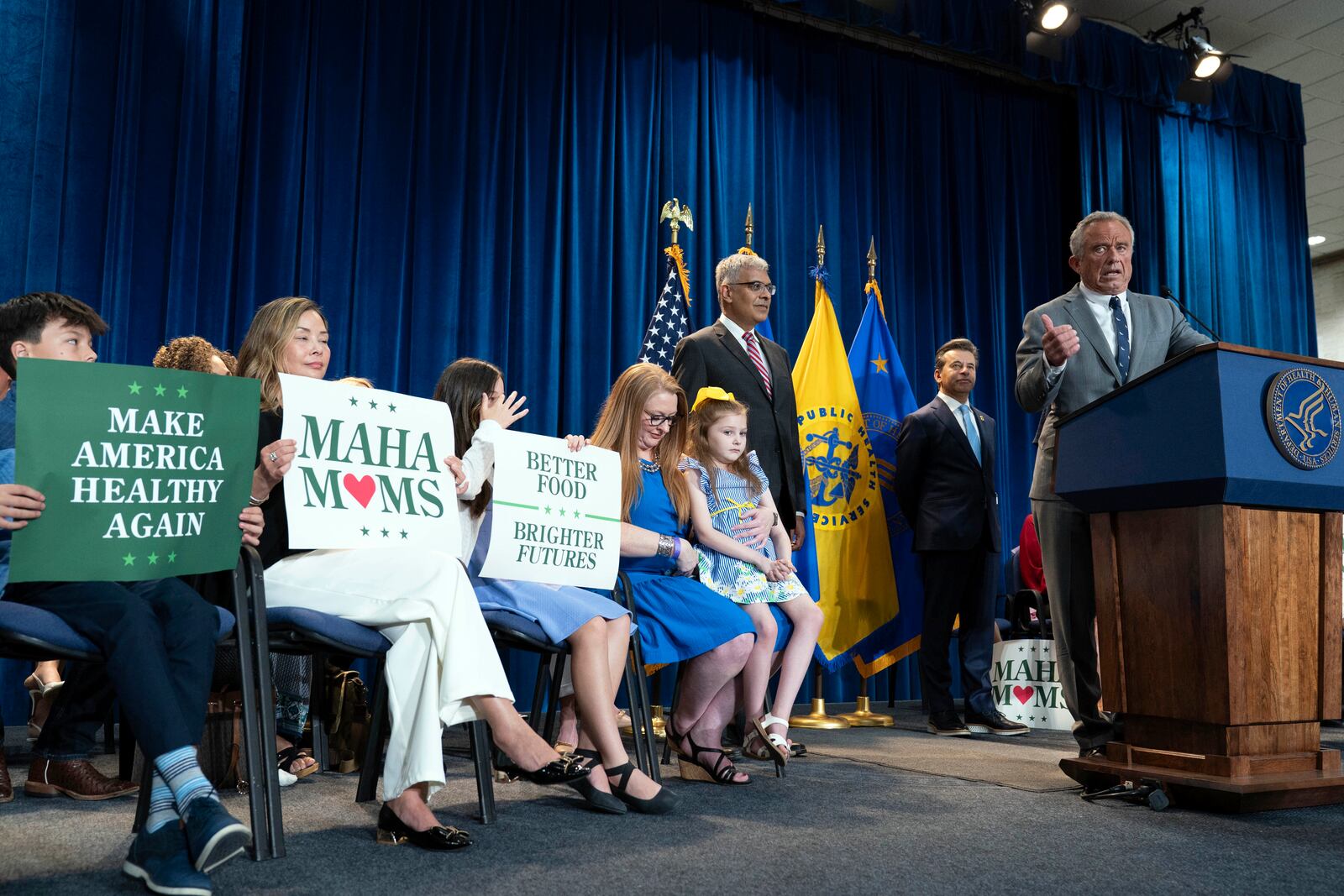 Health and Human Services Secretary Robert F. Kennedy Jr. speaks during a news conference on the FDA's intent to phase out the use of petroleum-based synthetic dyes in the nation's food supply at the Hubert Humphrey Building Auditorium in Washington, Tuesday, April 22, 2025. (AP Photo/Jose Luis Magana)