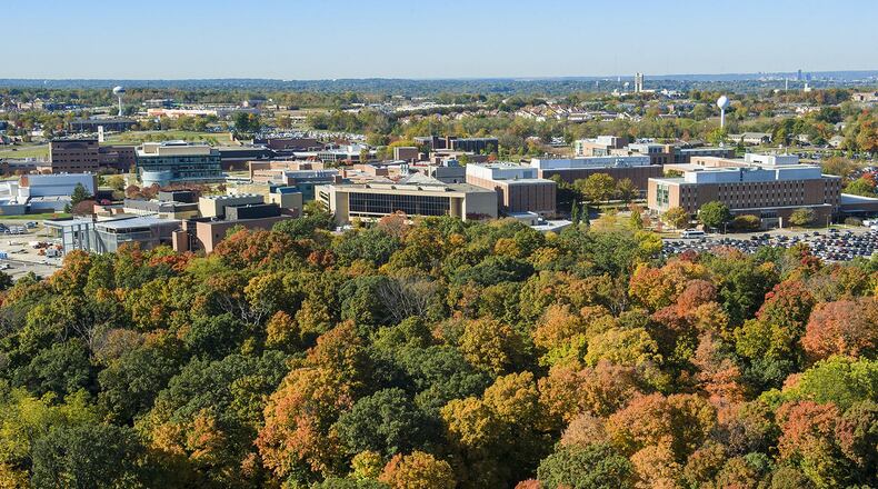 An aerial view of Wright State University's campus.