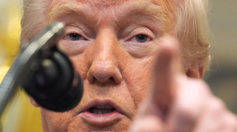 President Donald Trump speaks during an event with Environmental Protection Agency director Lee Zeldin announcing that the EPA will no longer regulate greenhouse gases, in the Roosevelt Room of the White House, Thursday, Feb. 12, 2026, in Washington. (AP Photo/Evan Vucci)