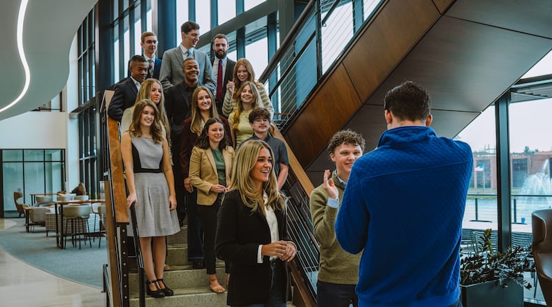 Every contestant and director of Cedarville University's The Pitch 2026 during media filming day. LILLIAN HALL / CONTRIBUTED