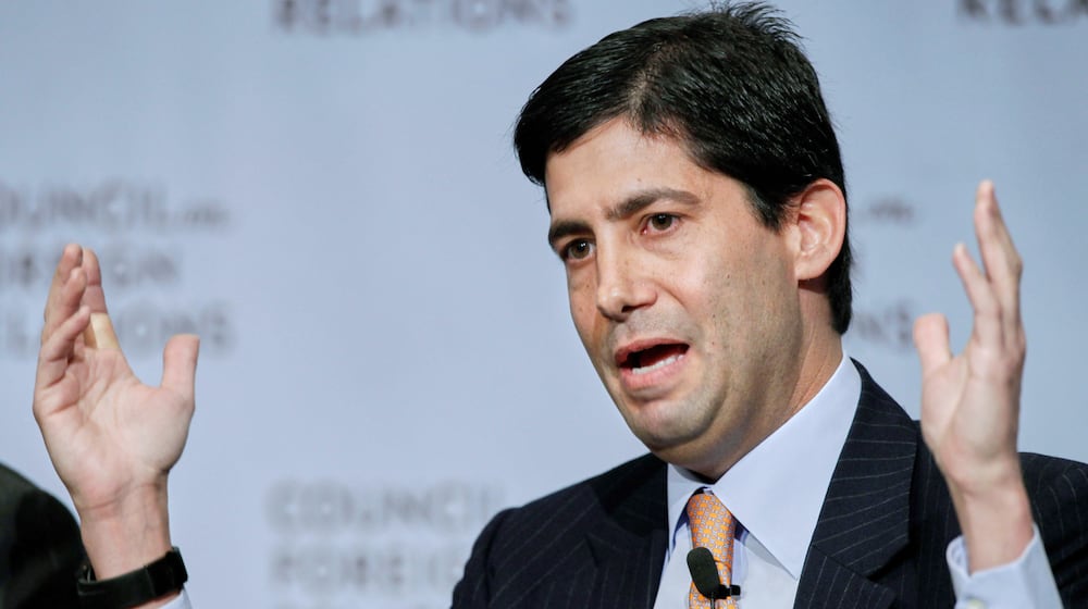 FILE - Kevin Warsh, visiting fellow at the Hoover Institution, speaks at the Council on Foreign Relations in a panel discussion on "Central Banking in an Age of Improvisation," Nov. 28, 2011 in New York. (AP Photo/Mark Lennihan, File)