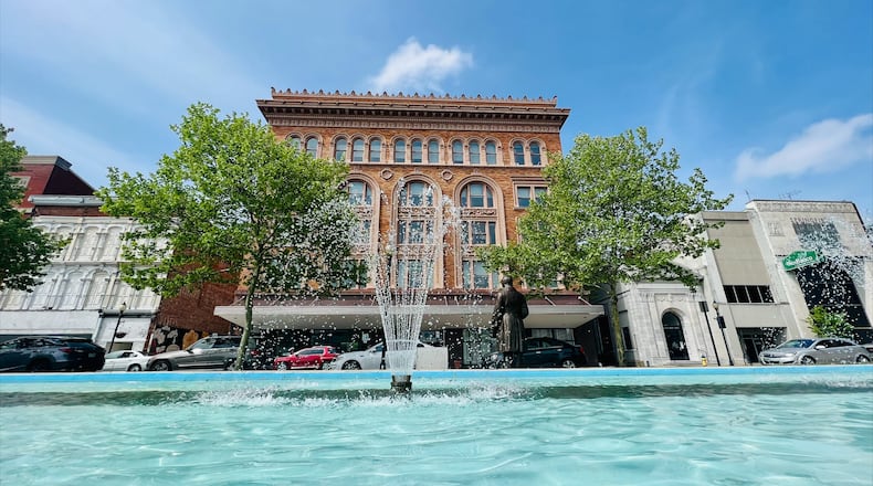 The June First Friday event in downtown Springfield will find two bands playing outdoors on a stage set up in front of the fountain on City Hall Plaza.