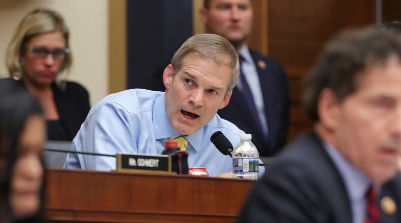 WASHINGTON, DC - JUNE 10: House Judiciary Committee member Rep. Jim Jordan (R-OH) argues with the chairman during a hearing about the Mueller Reporter in the Rayburn House Office Building on Capitol Hill June 10, 2019 in Washington, DC. The committee heard testimony from former Chief White House Counsel John Dean, who went to prison for his role in the Watergate burglaries and subsequent cover-up and became a key witness for the investigation and ultimate resignation of President Richard Nixon in 1974. (Photo by Chip Somodevilla/Getty Images)