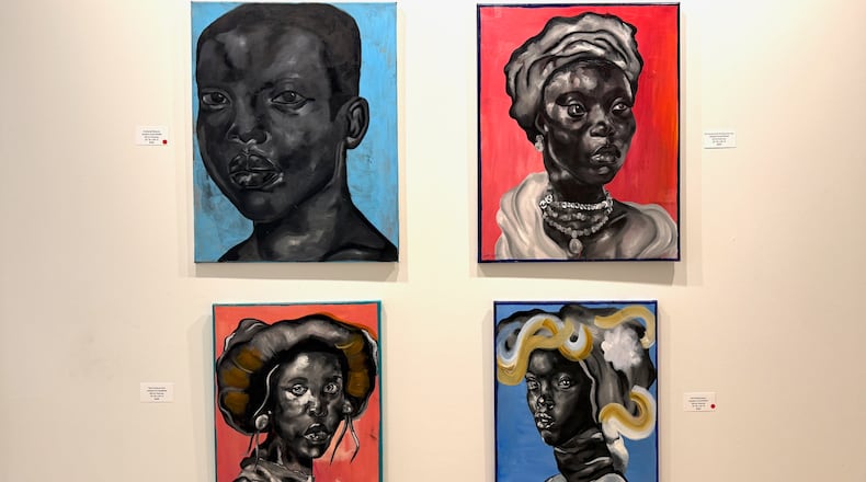 Four paintings by Jaylaha Crutchfield, a Central State University student, are on view as part of "Resilience" at the Edward A. Dixon Gallery. HANNAH KASPER/CONTRIBUTED
