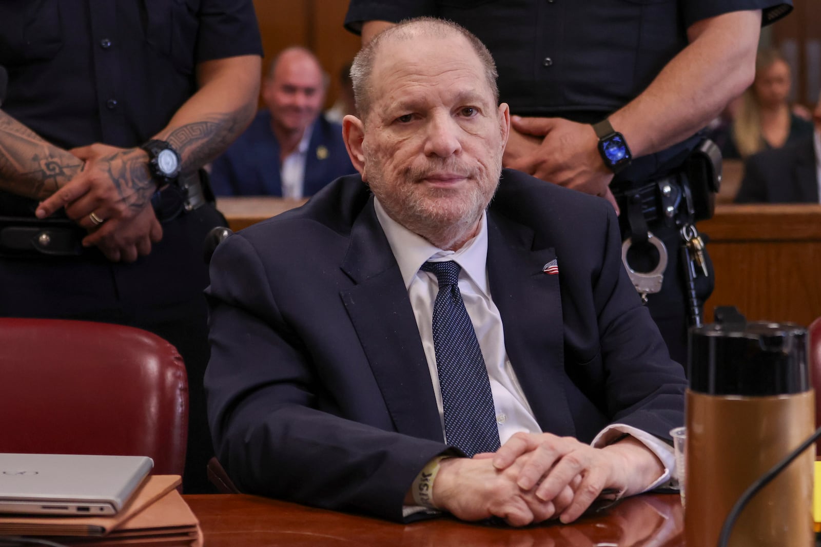Harvey Weinstein appears in state court in Manhattan for his retrial on Wednesday, April 30, 2025 in New York. (Sarah Yenesel/Pool Photo via AP)