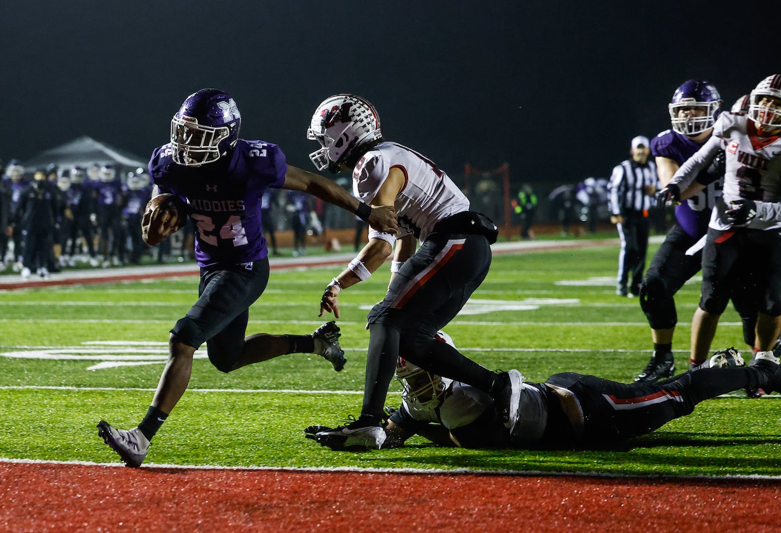 Middletown's Demetrian James runs in for a touchdown during their Division I Regional football final against Wayne Friday, Nov. 21, 2025 at Trotwood Madison High School. Middletown won 21-14 to advance. NICK GRAHAM/STAFF