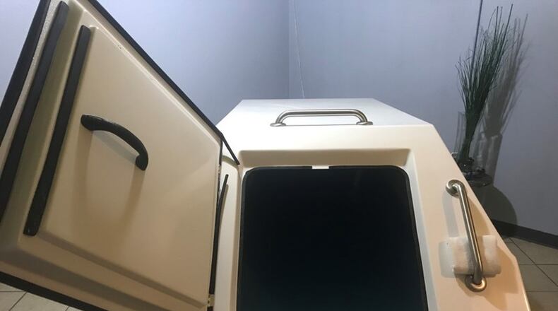 Gravity Spa’s flotation tank is a large vat filled with 1,000 pounds of Epsom salt and just under a foot of 93.5-degree water. ALEX PERRY/CONTRIBUTED