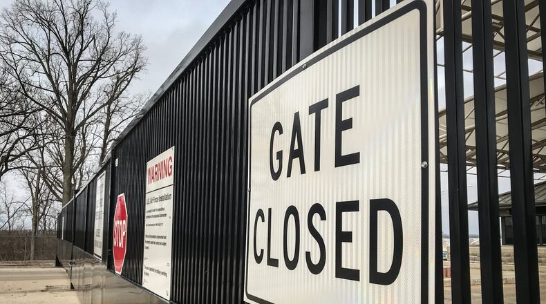 All but three gates at Wright-Patterson Air Force Base are closed in response to positive coronavirus cases. JIM NOELKER/STAFF