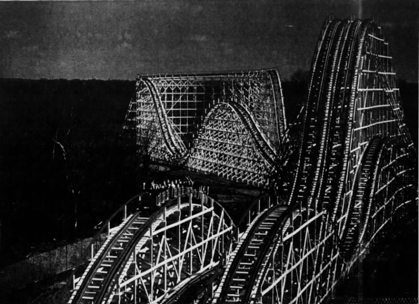 Kings Island's classic coaster The Racer, as featured in a June 1972 article from the Cincinnati Enquirer. FILE