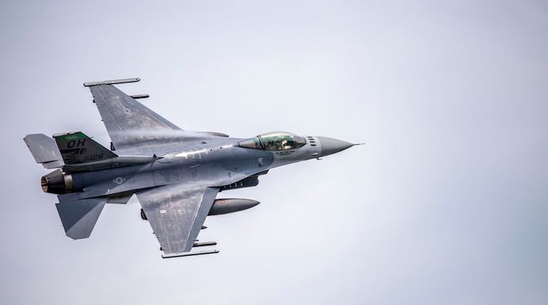 U.S. Air Force Capt. William Ross, an F-16 Fighter Pilot assigned to the Ohio National Guard’s 180th Fighter Wing, takes off in an F-16 Fighting Falcon during a training flight at the 180FW in Swanton, Ohio, July 30, 2020. (U.S. Air National Guard photo by Senior Airman Kregg York)