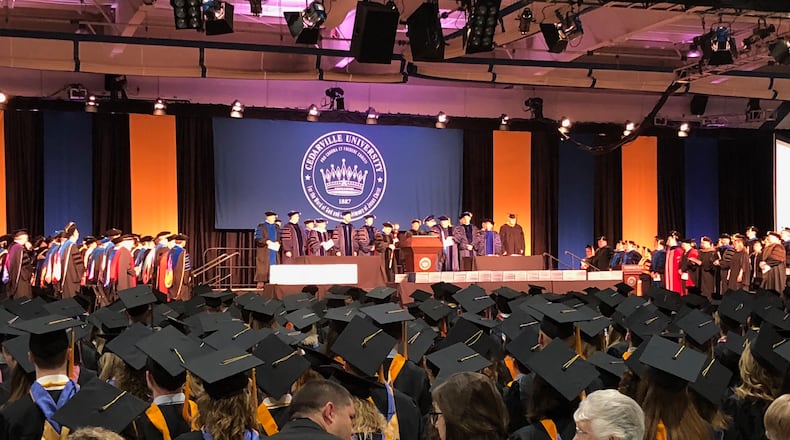 A recent Cedarville University commencement ceremony in the Doden Field House. Photo by Scott Huck/Contributed