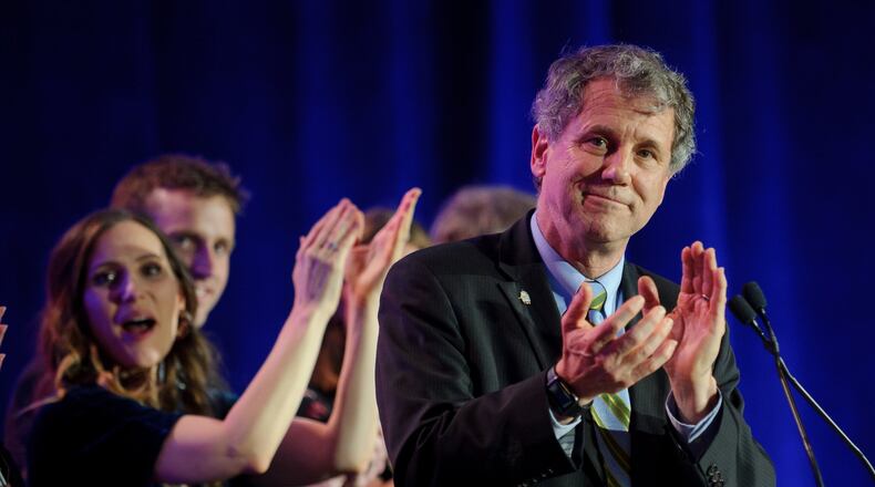 U.S. Sen. Sherrod Brown celebrates his campaign victory at the Hyatt Regency on November 6, 2018 in Columbus, Ohio. Sherrod defeated Republican challenger Jim Renacci to win a third term in the U.S. Senate. (Photo by Jeff Swensen/Getty Images)