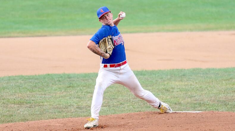 Southeastern High School graduate and Wright State University sophomore Wes Earles pitches in a recent game for the Champion City Kings. CONTRIBUTED PHOTO BY MICHAEL COOPER