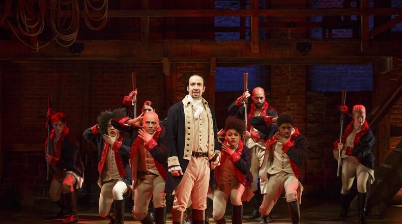 The national tour of Lin-Manuel Miranda’s 2015 blockbuster musical “Hamilton,” currently playing Cleveland’s Playhouse Square through Aug. 26, will also be seen in Columbus and Cincinnati during the 2018-2019 season. (Contributed photo by Joan Marcus)