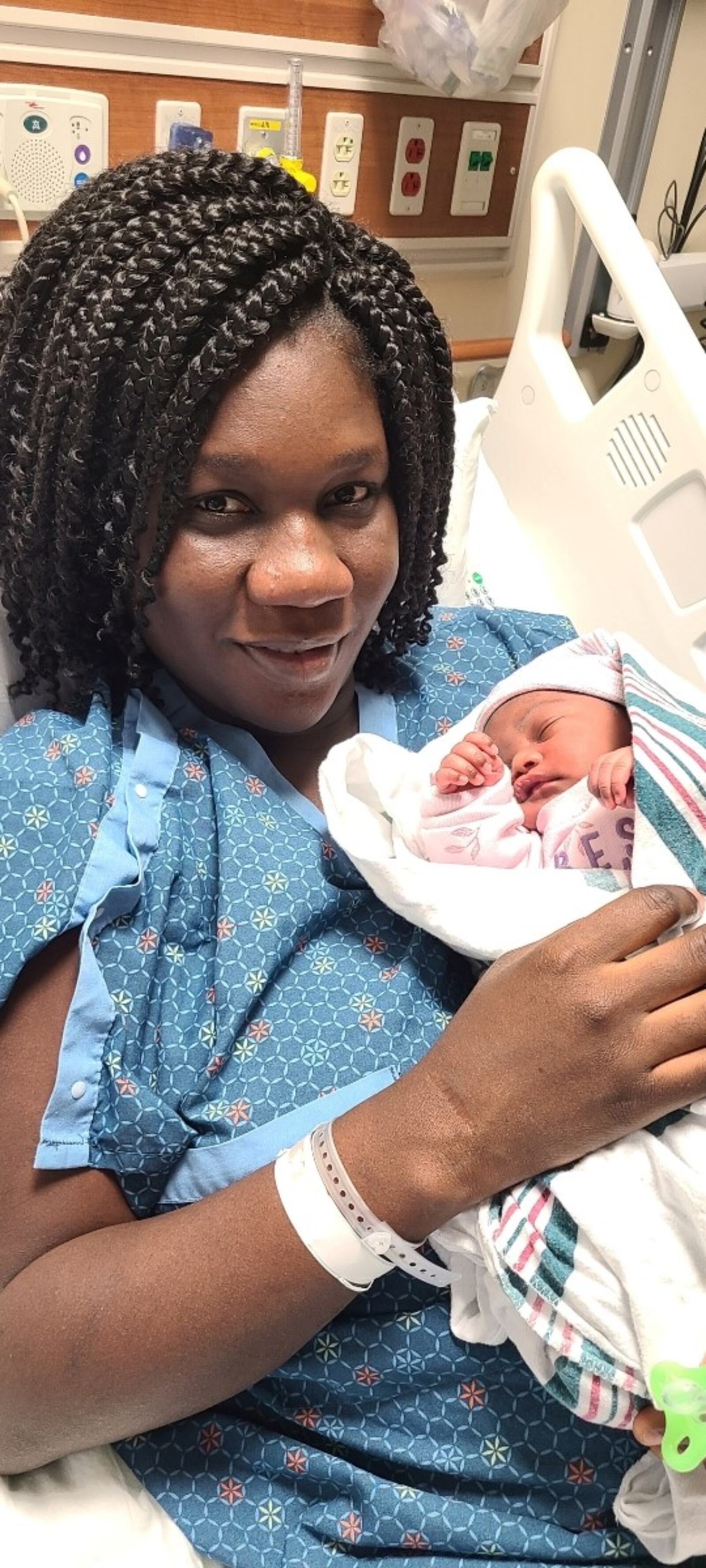 Elda Felix with her newborn daughter, Riley Shaida Hadassah Nouasi, who was born at 2:53 a.m. on Jan. 1, 2023. Riley was the first baby born in the new year at Mercy Heath – Springfield Regional Medical Center. CONTRIBUTED