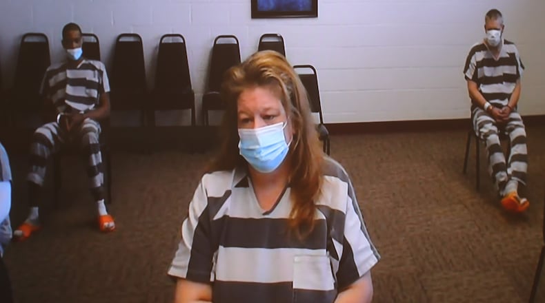 Jennifer Diaz is arraigned Tuesday, Feb. 2, 2021, in Clark County Municipal Court on three counts of child endangerment. BILL LACKEY/STAFF