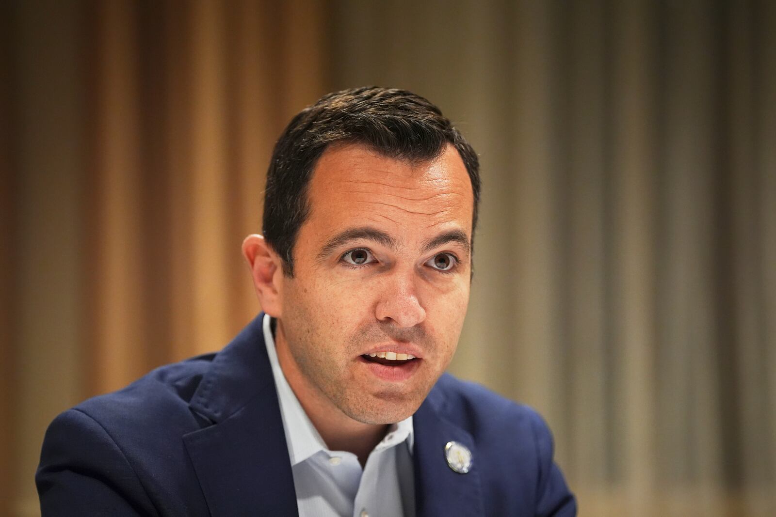 FILE - New Jersey Attorney General Matt Platkin speaks during an interview with The Associated Press, on Nov. 21, 2024, in Philadelphia. (AP Photo/Matt Slocum, File)