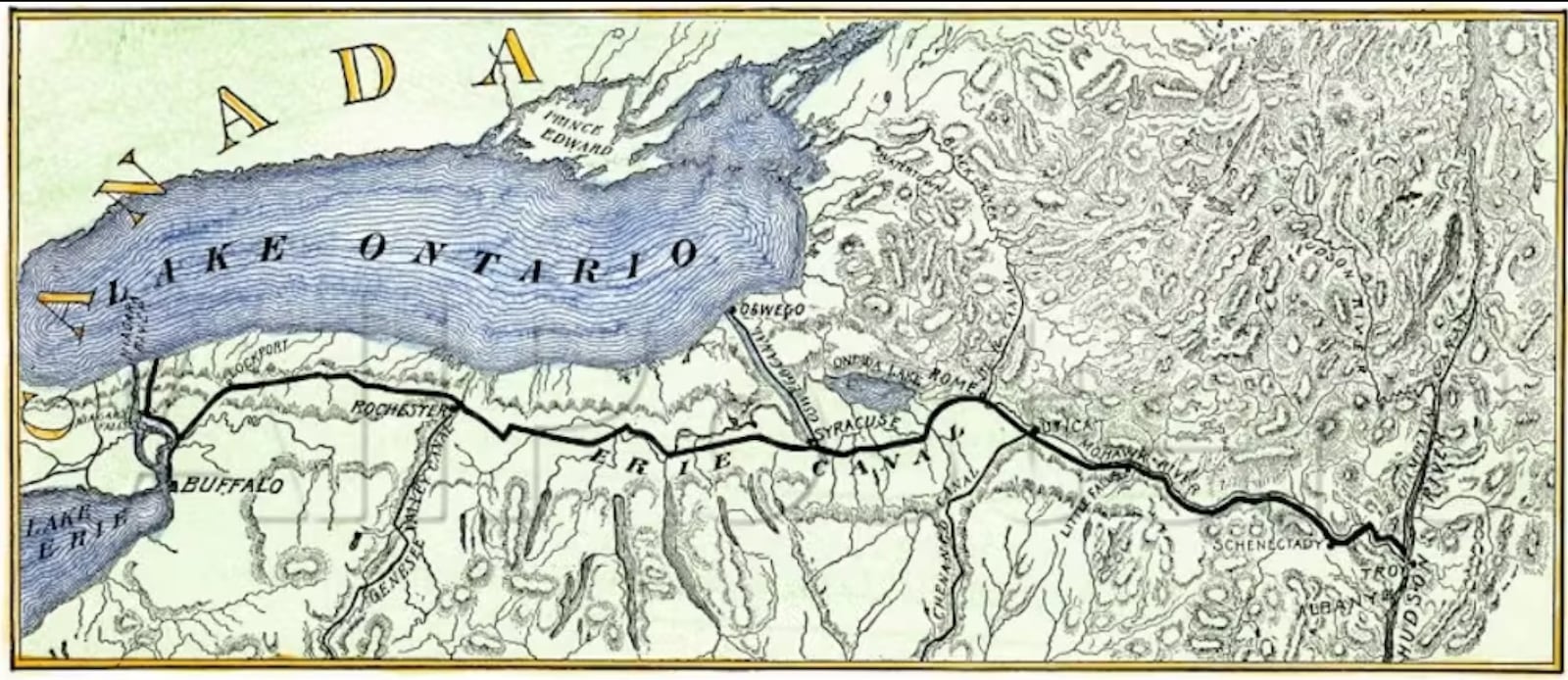 An 1840 map of the Erie Canal. NEW YORK STATE/WIKIMEDIA (provided by The Conversation)