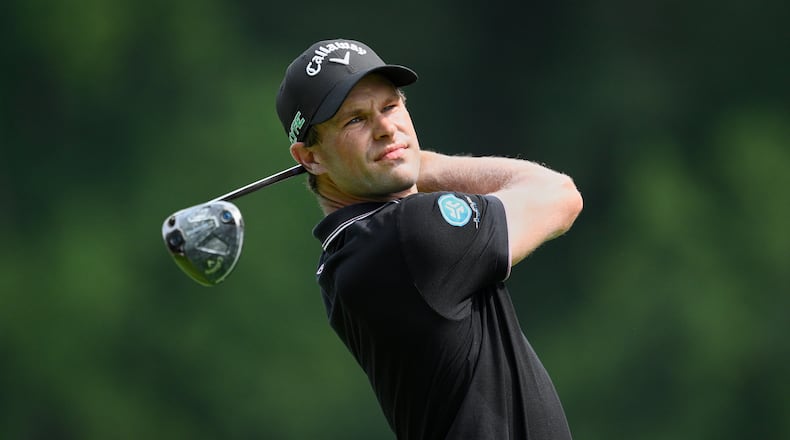 FILE - Thomas Detry, of Belgium, hits from the seventh tee during the first round of the BMW Championship golf tournament Thursday, Aug. 14, 2025, in Owings Mills, Md. (AP Photo/Nick Wass, File)