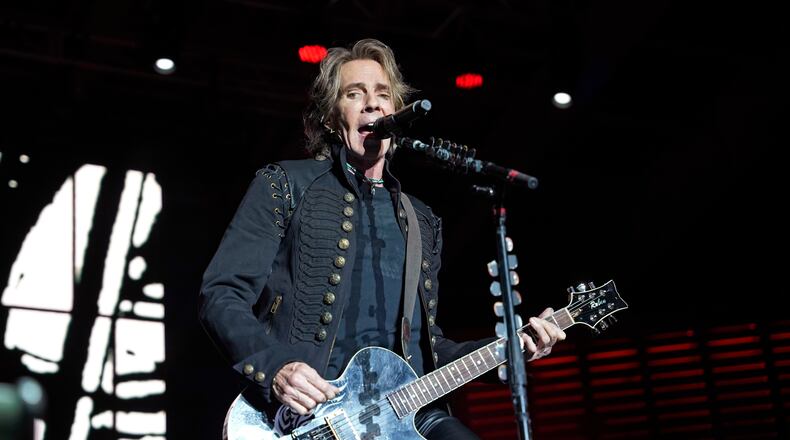 Rick Springfield performs Thursday, Aug. 31, 2023, at RiverEdge Park in Aurora, Ill. (Photo by Rob Grabowski/Invision/AP)