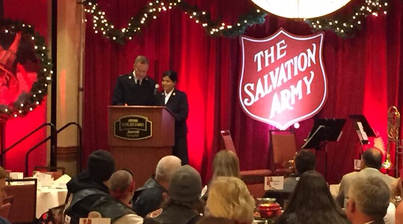 Salvation Army volunteers and staff gathered in November for the kickoff of the 2018 Red Kettle campaign. ERIC HIGGENBOTHAM/STAFF