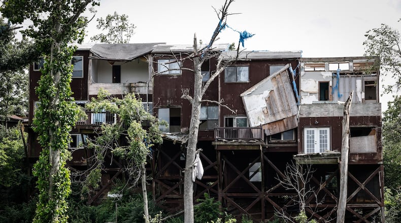 FILE PHOTO: The apartment building on Lofty Oaks Lane in Harrison Twp. was damaged in the 2019 Memorial Day tornados. JIM NOELKER/STAFF