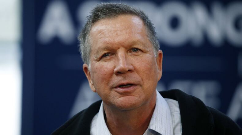 Republican presidential candidate Ohio Gov. John Kasich, speaks about his platform during a town hall meeting in Gulfport, Miss., Wednesday, Feb. 24, 2016. (AP Photo/Rogelio V. Solis)
