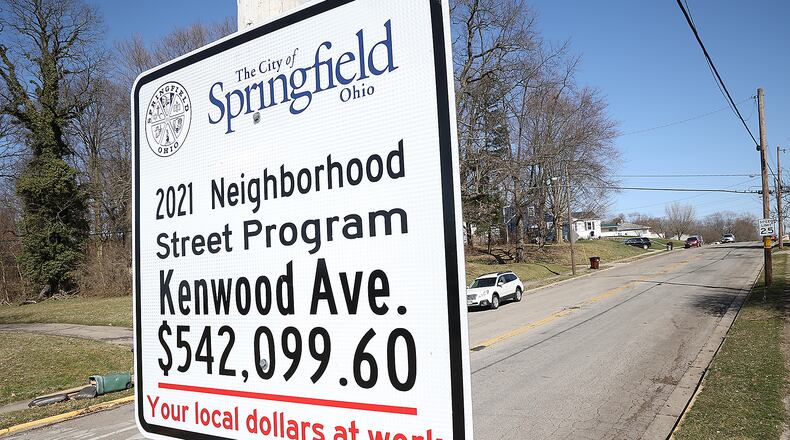 The neighborhood around Kenwood Avenue is scheduled for street resurfacing by the City of Springfield. BILL LACKEY/STAFF