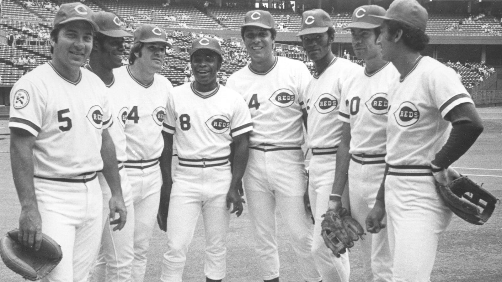 The Cincinnati Reds' Great Eight lineup (left to right) included Johnny Bench, Ken Griffey, Pete Rose, Joe Morgan, Tony Perez, George Foster, Cesar Geronimo and Dave Concepcion. FILE PHOTO