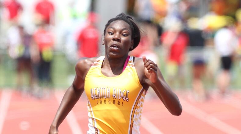 Kenton Ridge’s Jamari McDavid competes in the 100-meter dash at the Division II state track and field meet in June. DAVID JABLONSKI / STAFF