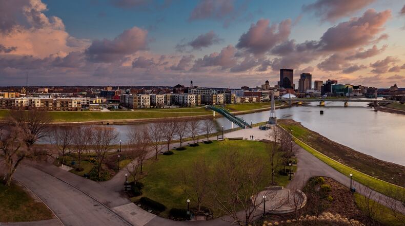 The confluence of the Great Miami and Mad rivers in downtown Dayton. iSTOCK/COX