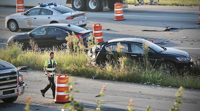 A two-vehicle accident on I-70 east near U.S. 68 in Clark County Friday morning resulted in traffic delays. No injuries were reported. STAFF / MARSHALL GORBY