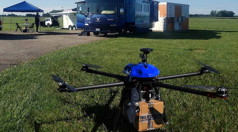 A drone operated by a New Jersey company called TELEGRID, a developer and producer of communications and networking equipment. The business launched its Drone Express unmanned air vehicle (UAV) last month to test the aircraft’s ability to potentially deliver packages beyond visual line of sight, or BVLOS. CONTRIBUTED