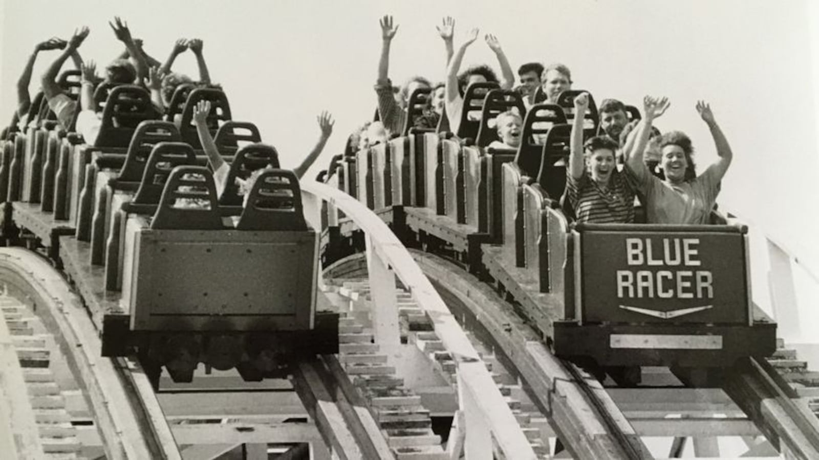 The twin-track Racer at Kings Island was the word's first full-length wooden roller coaster to travel in the backwards direction. The ride opened in 1972, with both trains running in the forward direction. One train was turned around in 1982. CONTRIBUTED/JOURNAL-NEWS PHOTO ARCHIVES