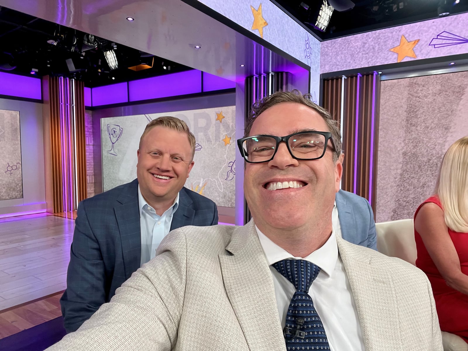 Tom Jenkins, former Greenon Local Schools STEM teacher, was one of five to be introduced as an inductee to the National Teacher Hall of Fame Class of 2025 on national television show, CBS Mornings in New York City. In this photo is Tom with Superintendent Darrin Knapke. Contributed