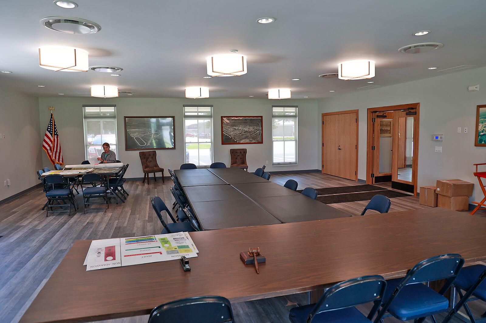 The new meeting room at the new Clark County Fair offices Tuesday, July 11, 2023. BILL LACKEY/STAFF