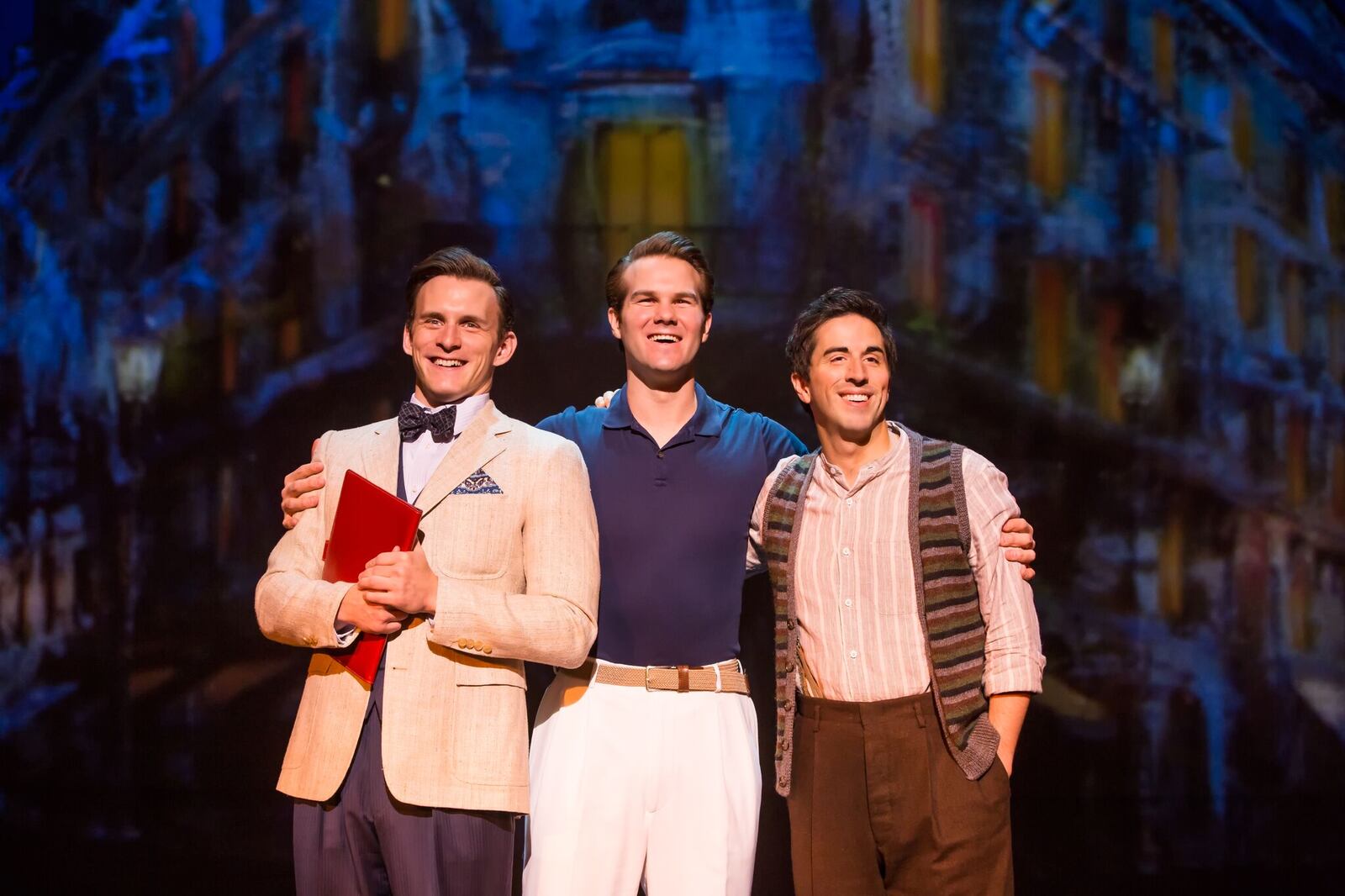 Ben Michael as Henri Baurel, McGee Maddox as Jerry Mulligan and Matthew Scott as Adam Hochberg in “An American in Paris” (Contributed photo)