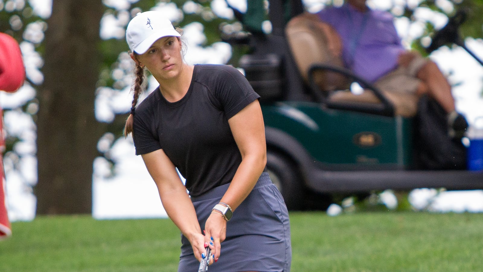 Ellie Yeazell watches a putt on her way to sharing medalist honors Wednesday at the U.S. Women's Amateur qualifier at Walnut Grove Country Club. JEFF GILBERT/CONTRIBUTED