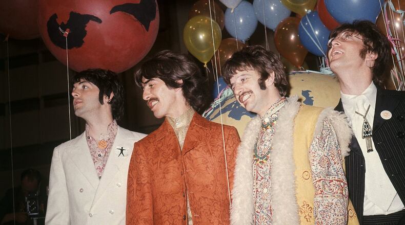 The Beatles backstage in June 1967: Paul McCartney (from left), George Harrison, Ringo Starr and John Lennon. AP/FILE