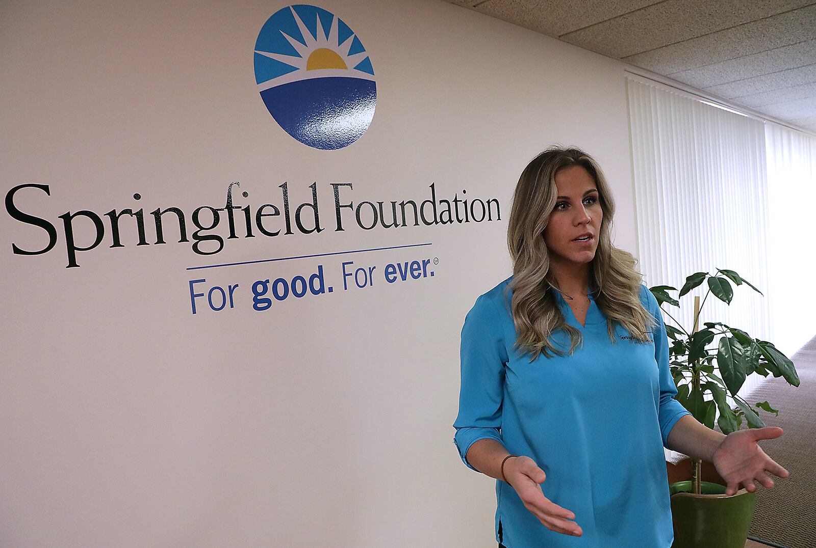 Victoria Richards talks about why the Springfield Foundation created an endowment fund for long-term solutions in response to south side Kroger closure. BILL LACKEY/STAFF