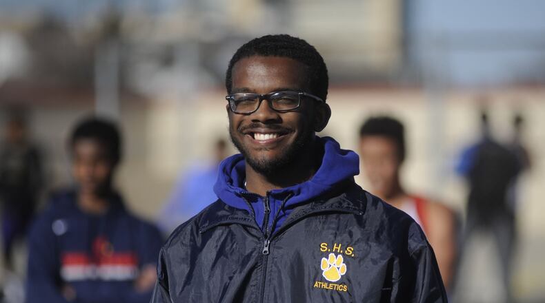 Springfield High School junior Austin Tyree. The 68th Dayton Edwin C. Moses Relays was held at Welcome Stadium on Friday, April 20, 2018. MARC PENDLETON / STAFF