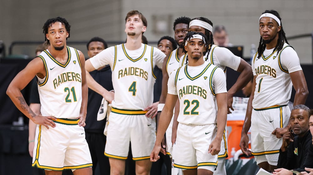 Wright State players watch from the bench during an 86-37 win over Franklin College 86-37 in a season opener on Monday, Nov. 3 at Ervin J. Nutter Center in Fairborn. BRYANT BILLING/STAFF